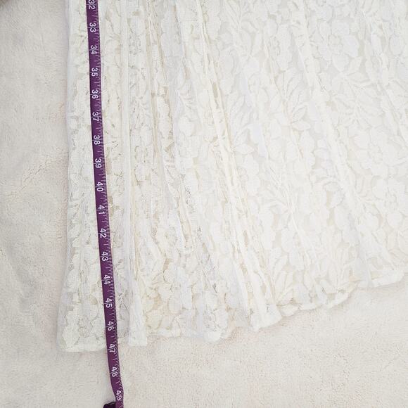 Vintage 90s White Lace Dress Bridal Coquette Angel Romantic Modest Size S - Picture 9 of 10